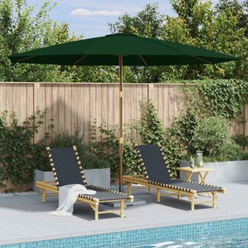 Ombrellone da Esterni con Palo in Legno 350 cm Verde