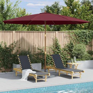 Ombrellone da Esterni con Palo in Legno 350 cm Rosso Borgogna