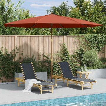 Ombrellone da Esterni con Palo in Legno 350 cm Terracotta