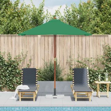 Ombrellone da Esterni con Palo in Legno 150x200 cm Verde