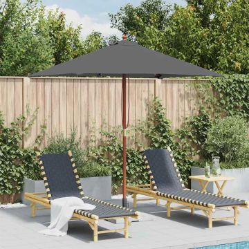 Ombrellone da Esterni con Palo in Legno 150x200 cm Antracite