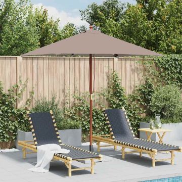 Ombrellone da Esterni con Palo in Legno 150x200 cm Tortora