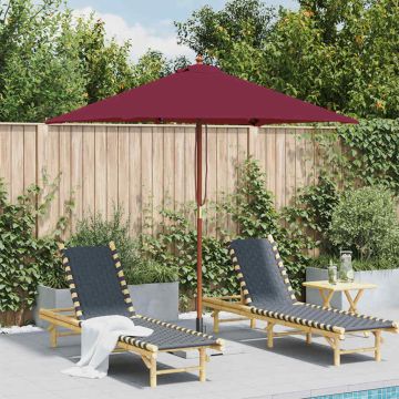 Ombrellone da Esterni Palo in Legno 150x200 cm Rosso Bordeaux