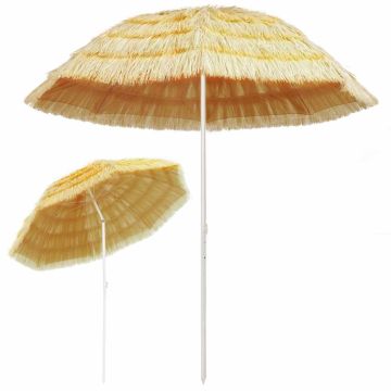 Ombrellone da Spiaggia Naturale 240 cm in Stile Hawaiano