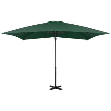 Ombrellone a Sbalzo con Palo in Alluminio 250x250 cm Verde