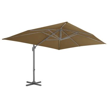 Ombrellone da giardino a sbalzo con palo in alluminio 400x300 cm tortora