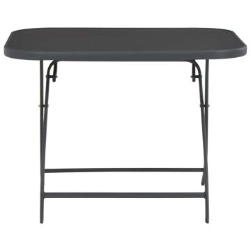 Tavolo Giardino Pieghevole Grigio 100x75x72 cm Vetro e Acciaio