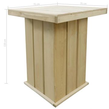 Tavolo da Bar Esterno 75x75x110cm Legno di Pino Impregnato