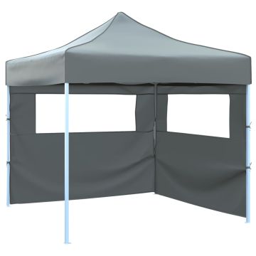 Tendone per Feste Pieghevole Pop-Up con 2 Pareti 3x3m Antracite