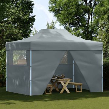 Tenda Pieghevole Pop-Up 4 Pareti Laterali 3x4,5 m Antracite
