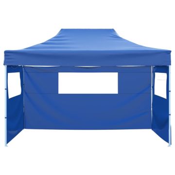 Tenda Pieghevole con 3 Pareti 3x4,5 m Blu