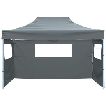 Tenda Pieghevole con 3 Pareti 431x291x315 cm Antracite