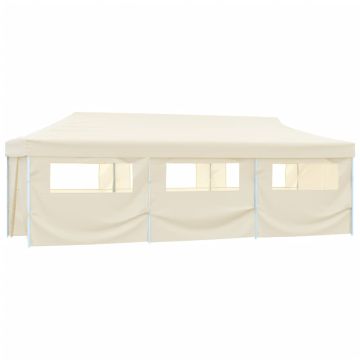 Tenda Pieghevole Pop-Up con 8 Pareti Laterali 870x291x315 cm Crema