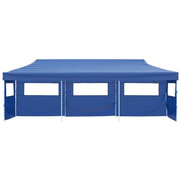 Tenda Pieghevole Pop-Up con 5 Pareti Laterali 3x9 m Blu