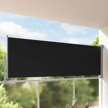 Tenda da Sole Laterale Retrattile 120 x 300 cm Nera
