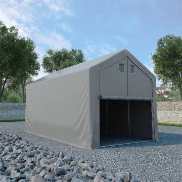 Tessuto di Rivestimento per Tenda in PVC 4x8 m Grigio