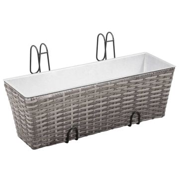 Letti Rialzati da Balcone 2 pz 50 cm Grigio in Polyrattan