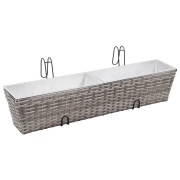 Letti Rialzati da Balcone 2 pz 80 cm Grigio in Polyrattan