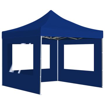 Gazebo Professionale Pieghevole Alluminio con Pareti 3x3m Blu