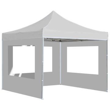 Gazebo Pieghevole con Pareti in Alluminio 3x3 m Bianco
