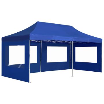 Gazebo Professionale Pieghevole Alluminio con Pareti 6x3 m Blu