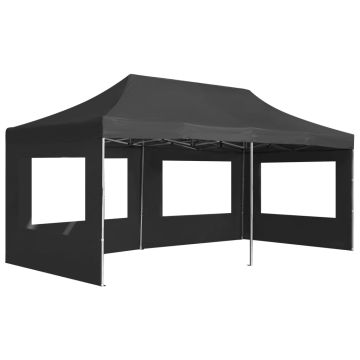 Gazebo Pieghevole con Pareti in Alluminio 6x3m Antracite