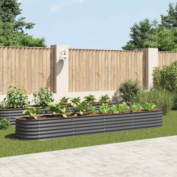 Letto Rialzato Giardino 400x80x44 cm in Acciaio Zincato Grigio
