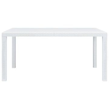 Tavolo da Giardino Bianco 150x90x72 cm in Plastica Stile Rattan
