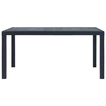 Tavolo da Giardino Antracite 150x90x72 cm Plastica Stile Rattan