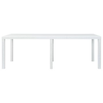 Tavolo da Giardino Bianco 220x90x72 cm in Plastica Stile Rattan