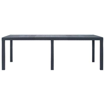 Tavolo da Giardino Antracite 220x90x72 cm Plastica Stile Rattan