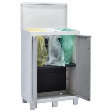 Pattumiera da Giardino con 3 Sacchi Grigio Chiaro 65x38x102 cm