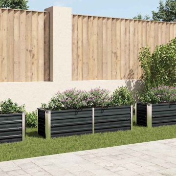 Letto Rialzato Giardino Antracite 160x40x45 cm Acciaio Zincato