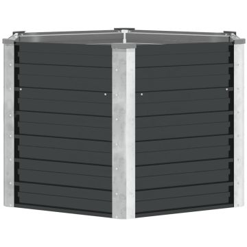 Fioriera per Giardino Antracite 129x129x77cm in Acciaio Zincato