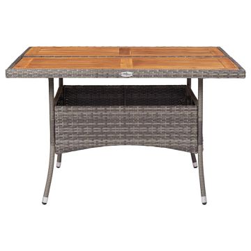 Tavolo da Pranzo Esterno Grigio Polyrattan e Massello d'Acacia