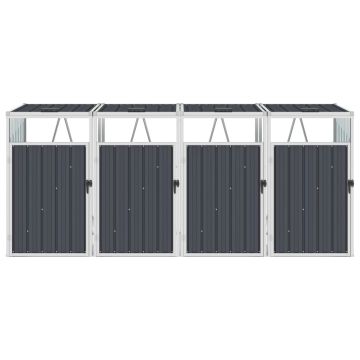 Copri Bidone Rifiuti Quadruplo Antracite 286x81x121 cm Acciaio