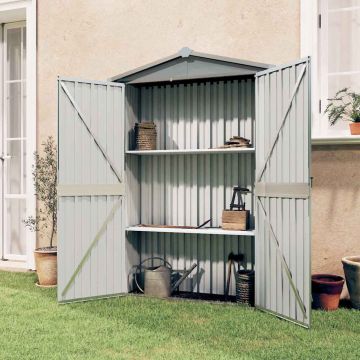 Capanno da Giardino Grigio 116x45x175 cm in Acciaio Zincato