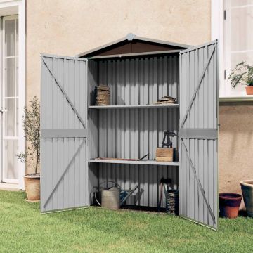 Capanno da Giardino Marrone 116x45x175 cm in Acciaio Zincato
