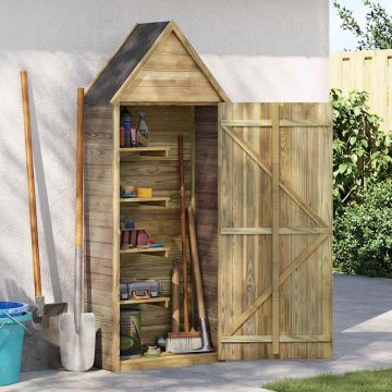 Capanno da Giardino con Porta 69,5x32x178 cm in Pino Impregnato
