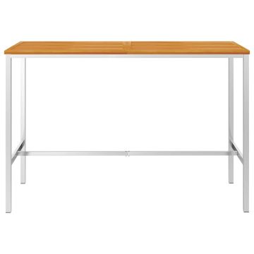 Tavolo da Bar 160x60x105 cm in Legno di Acacia e Acciaio Inox