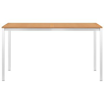 Tavolo da Pranzo Giardino 140x80x75cm Legno Teak e Acciaio Inox