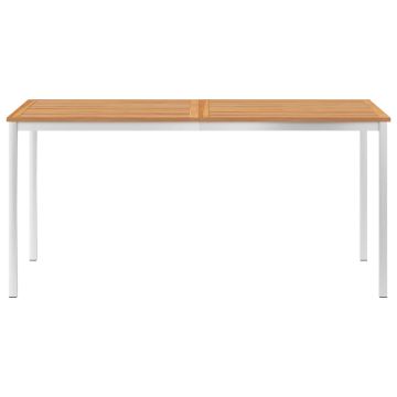 Tavolo da Pranzo Giardino 160x80x75cm Legno Teak e Acciaio Inox