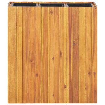 Letto Rialzato da Giardino con 3 Vasi Legno Massello d'Acacia