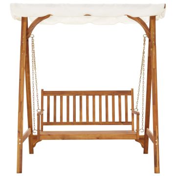 Panchina a Dondolo da Giardino con Baldacchino in Legno Acacia