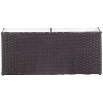 Letto Rialzato da Giardino 2 Vasi 90x20x40 cm Polyrattan Nero