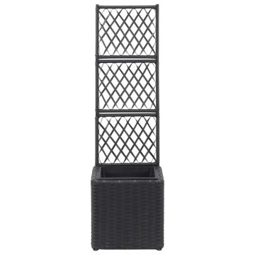 Letto Rialzato con Traliccio 1 Vaso 30x30x107cm Polyrattan Nero