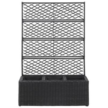 Letto Rialzato a Traliccio 3 Vasi 83x30x130 cm Polyrattan Nero