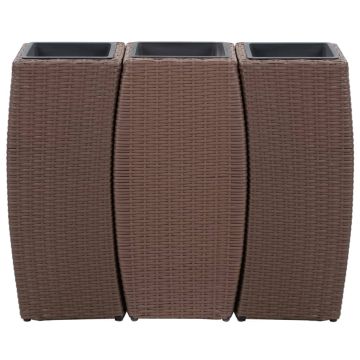 Letti Rialzati da Giardino 3 pz in Polyrattan Marrone