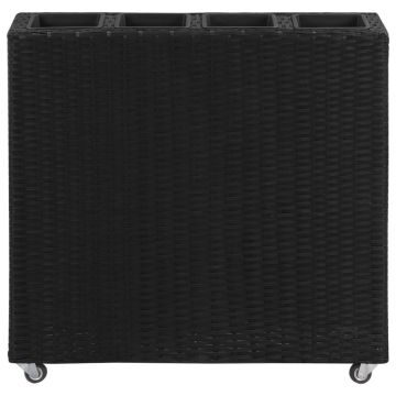 Letto Rialzato con 4 Vasi 80x22x79 cm in Polyrattan Nero