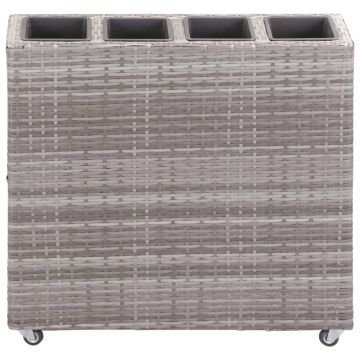 Letto Rialzato con 4 Vasi 80x22x79 cm in Polyrattan Grigio